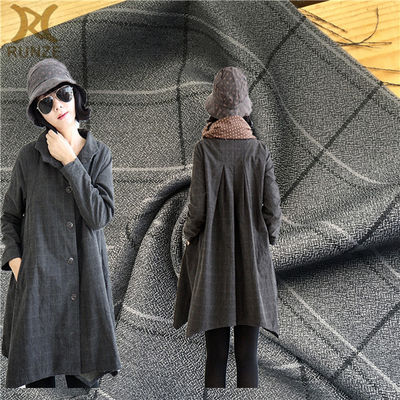 300D Polyester Cationic Big Black Line Checks Fabric for Outdoor Jackets Plaid Style